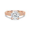 Round Pave Moissanite Cathedral Engagement Ring With Hidden Halo