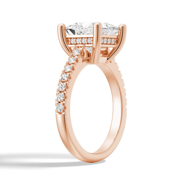 Moissanite Princess Cut Engagement Ring With Hidden Halo