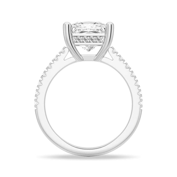 Moissanite Princess Cut Engagement Ring With Hidden Halo