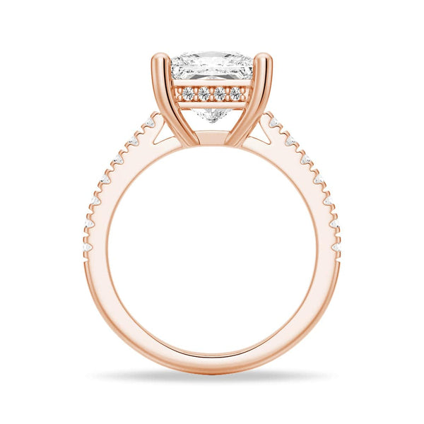 Moissanite Princess Cut Engagement Ring With Hidden Halo