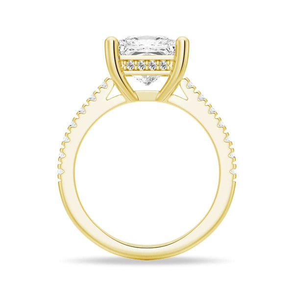 Moissanite Princess Cut Engagement Ring With Hidden Halo