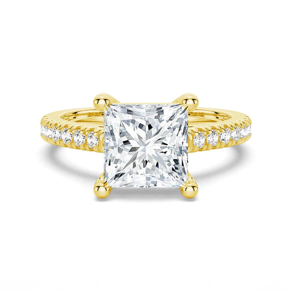 Moissanite Princess Cut Engagement Ring With Hidden Halo