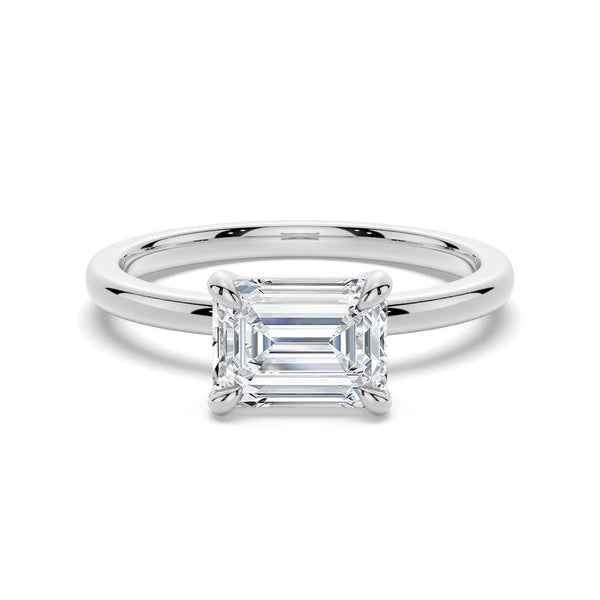 East West Emerald Cut Solitaire Engagement Ring