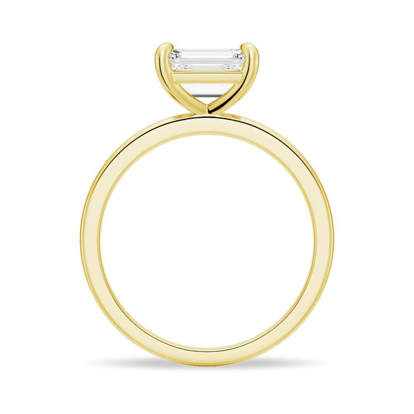 East West Emerald Cut Solitaire Engagement Ring
