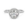Round Halo Moissanite Engagement Ring with Hidden Anniversary Stone Accent
