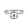 Four Prong Round Moissanite Engagement Ring with Hidden Anniversary Stone Accent