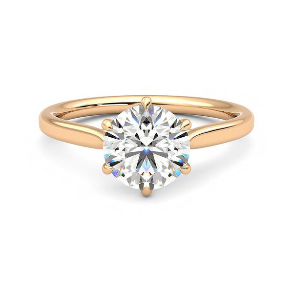 Classic Six Prong Moissanite Engagement Ring with Hidden Anniversary Stone Accent