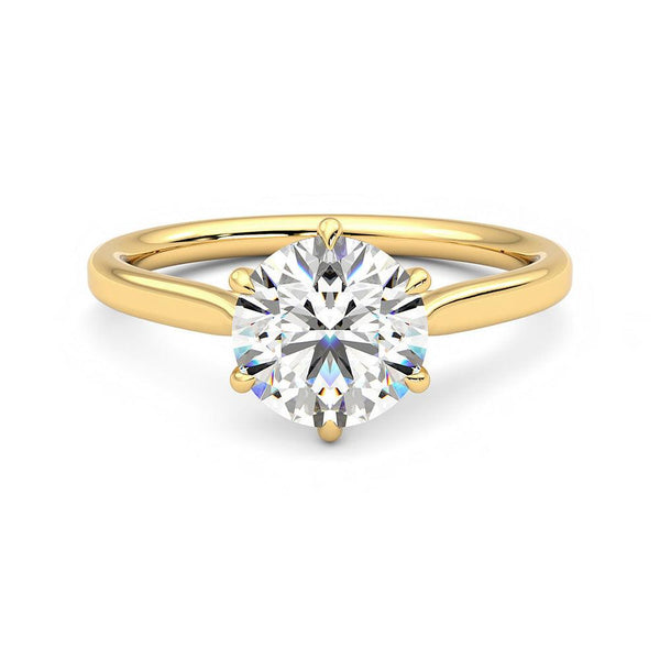 Classic Six Prong Moissanite Engagement Ring with Hidden Anniversary Stone Accent