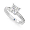 Princess Cut Moissanite Engagement Ring with Hidden Anniversary Stone and Channel Set Side Stones