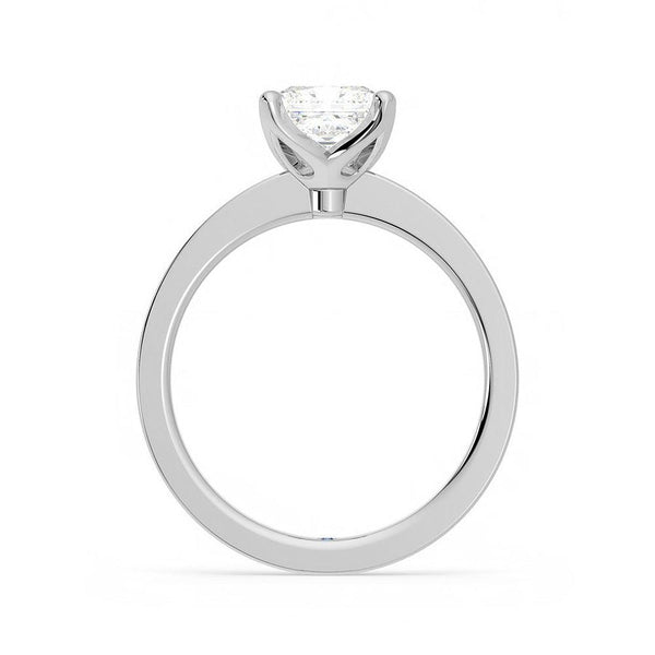 Princess Cut Moissanite Engagement Ring with Hidden Anniversary Stone and Channel Set Side Stones