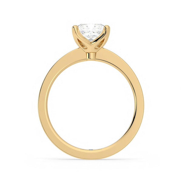 Princess Cut Moissanite Engagement Ring with Hidden Anniversary Stone and Channel Set Side Stones