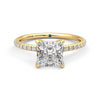 Four Prong Princess Cut Moissanite Engagement Ring with Hidden Anniversary Stone Accent