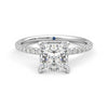 Princess Cut Moissanite Engagement Ring with Hidden Halo and Anniversary Stone Accent