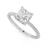Princess Cut Moissanite Engagement Ring with Hidden Halo and Anniversary Stone Accent