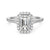 Emerald Cut Halo Moissanite Engagement Ring with Hidden Anniversary Stone Accent