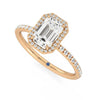 Classic Halo Emerald Cut Moissanite Engagement Ring with Hidden Anniversary Stone Accent