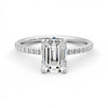 Four Prong Emerald Cut Moissanite Engagement Ring with Hidden Anniversary Stone Accent