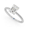 Four Prong Emerald Cut Moissanite Engagement Ring with Hidden Anniversary Stone Accent