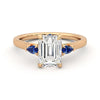 Three Stone Emerald Cut Moissanite Engagement Ring with Hidden Anniversary Stone Accent