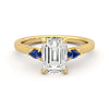 Three Stone Emerald Cut Moissanite Engagement Ring with Hidden Anniversary Stone Accent