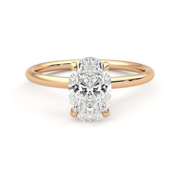 Solitaire Oval Cut Moissanite Engagement Ring with Hidden Anniversary Stone