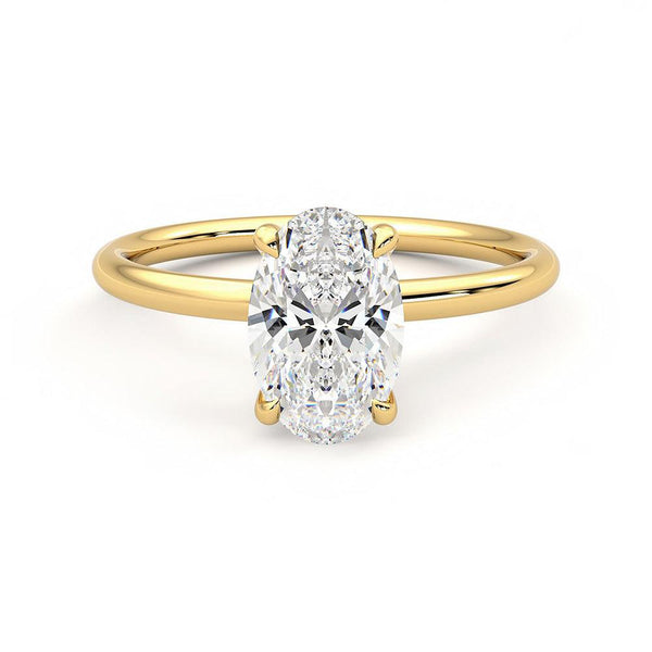Solitaire Oval Cut Moissanite Engagement Ring with Hidden Anniversary Stone