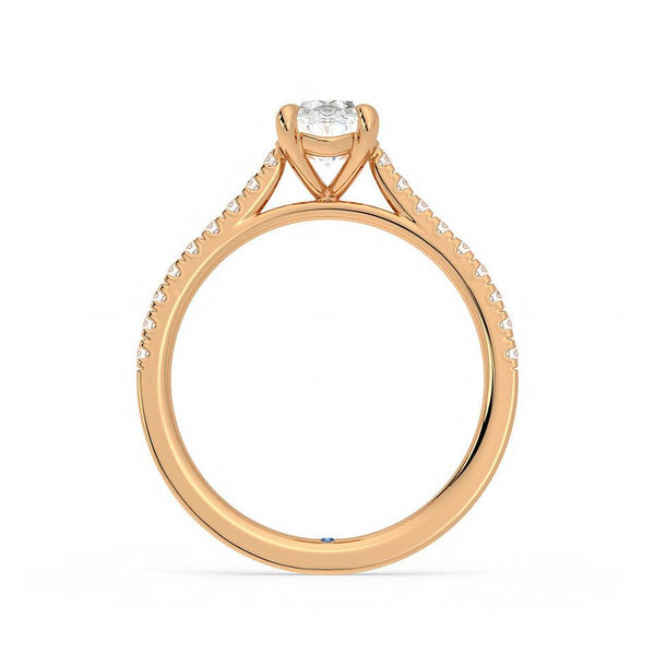 Oval Cut Moissanite Engagement Ring with Hidden Anniversary Stone and Pavé Accents