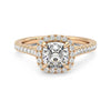 Cushion Cut Halo Moissanite Engagement Ring with Hidden Anniversary Stone Accent