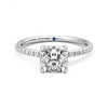 Four Prong Cushion Cut Moissanite Engagement Ring with Hidden Anniversary Stone Accent