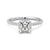 Cushion Cut Moissanite Engagement Ring with Hidden Halo and Anniversary Stone Accent