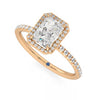 Classic Halo Radiant Cut Moissanite Engagement Ring with Hidden Anniversary Stone Accent