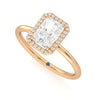 Radiant Cut Halo Moissanite Engagement Ring with Hidden Anniversary Stone Accent