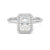 Radiant Cut Halo Moissanite Engagement Ring with Hidden Anniversary Stone Accent