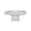 Four Prong Radiant Cut Moissanite Engagement Ring with Hidden Anniversary Stone Accent
