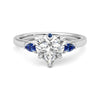 Three Stone Heart Shaped Moissanite Engagement Ring with Hidden Anniversary Stone Accent