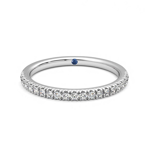 Classic Pavé Moissanite Wedding Band with Anniversary Stone Accent