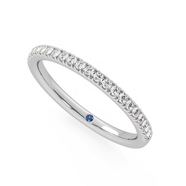 Classic Pavé Moissanite Wedding Band with Anniversary Stone Accent
