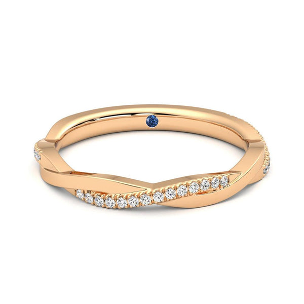 Twisted Band Pavé Moissanite Wedding Band with Anniversary Stone Accent