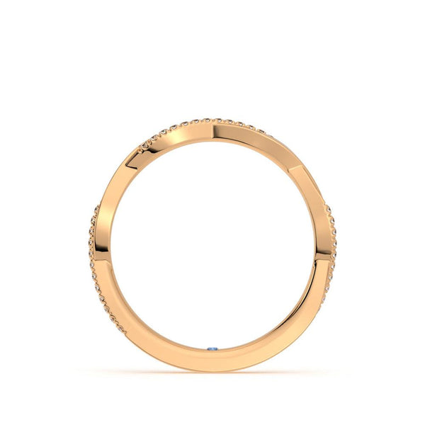 Twisted Band Pavé Moissanite Wedding Band with Anniversary Stone Accent