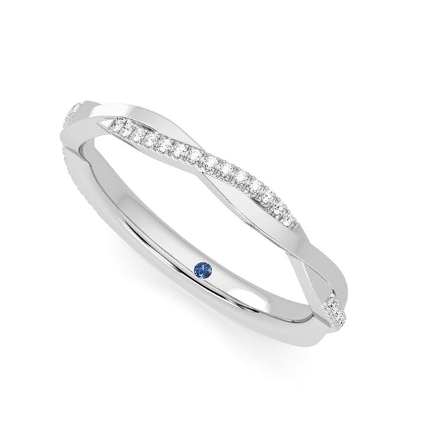 Twisted Band Pavé Moissanite Wedding Band with Anniversary Stone Accent