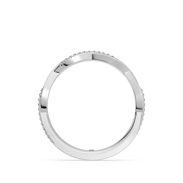 Twisted Band Pavé Moissanite Wedding Band with Anniversary Stone Accent