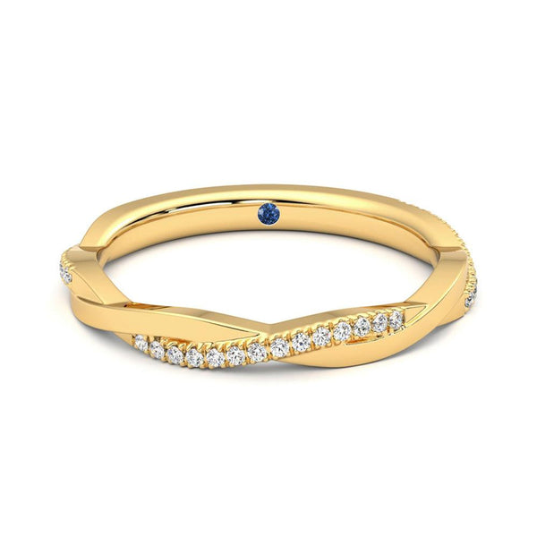 Twisted Band Pavé Moissanite Wedding Band with Anniversary Stone Accent