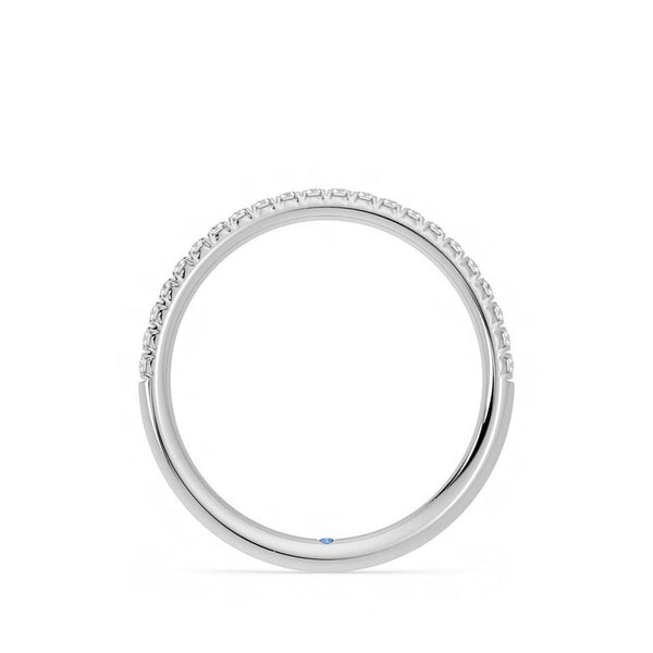 Half Eternity Pavé Set Moissanite Wedding Band with Anniversary Stone Accent