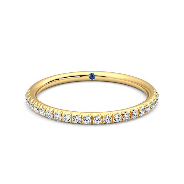 Half Eternity Pavé Set Moissanite Wedding Band with Anniversary Stone Accent