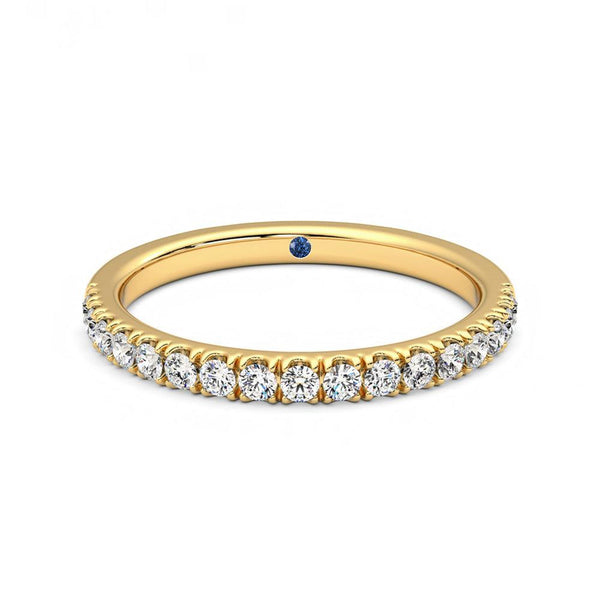 Classic Pavé Set Moissanite Wedding Band with Anniversary Stone Accent