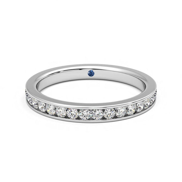 Half Eternity Channel Set Moissanite Wedding Band Anniversary Stone Accent