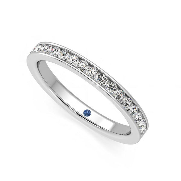 Half Eternity Channel Set Moissanite Wedding Band Anniversary Stone Accent