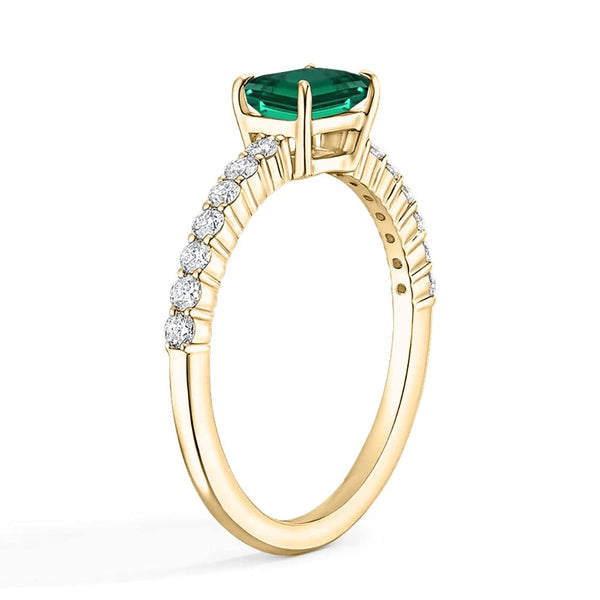 Lab Grown Emerald and Diamond Promise Ring