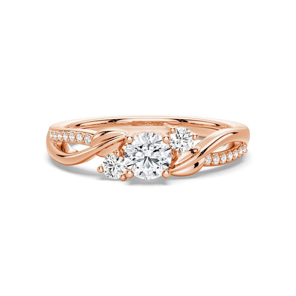 Three Stone Lab Grown Diamond Twisted Band Promise Ring