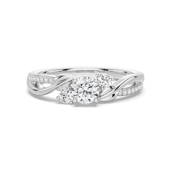 Three Stone Lab Grown Diamond Twisted Band Promise Ring